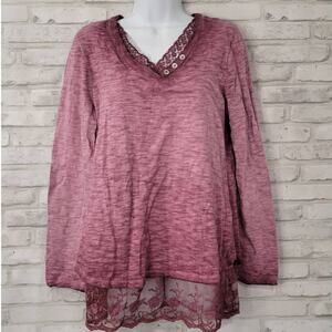 OSO Casuals Y2K Layered Lace Long Sleeve Womens Shirt Size Medium